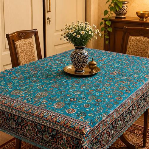 پارچه شانل رومیزی طرح فیروزه سایز 100در145